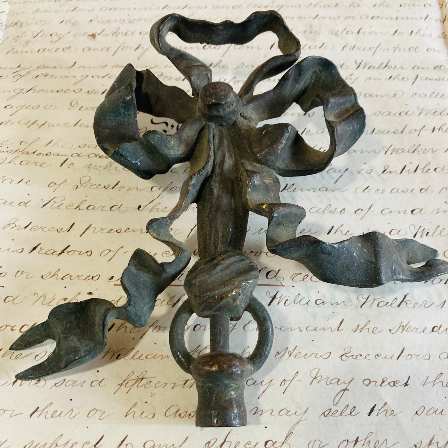 Art Nouveau Decorative Salvage Iron Bow Finial