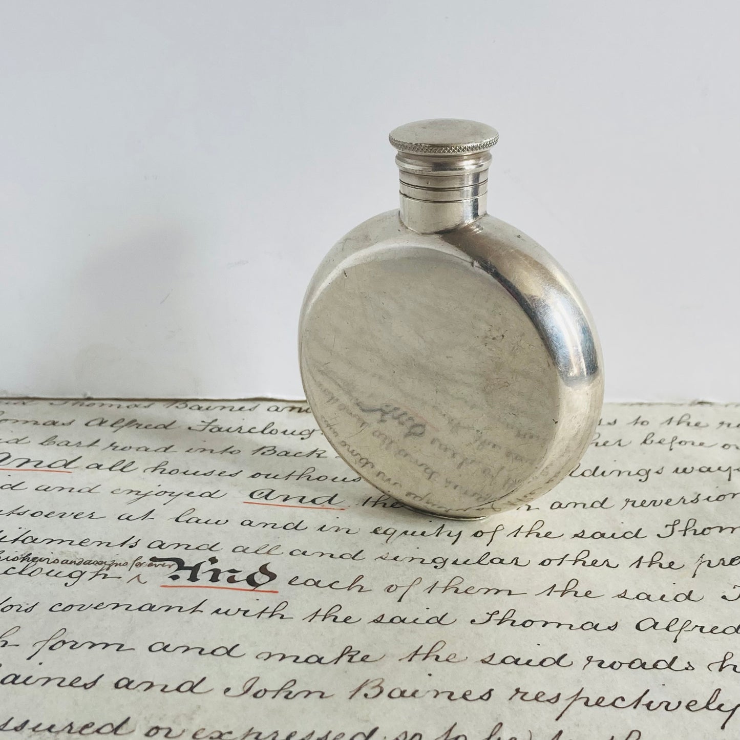 Vintage Polished Pewter Mini Pocket Hip Flask