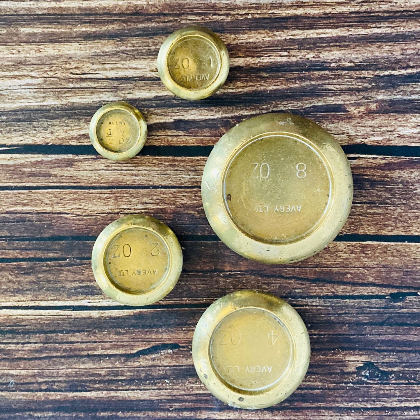 Vintage Brass Set of Round Edge Brass Weights