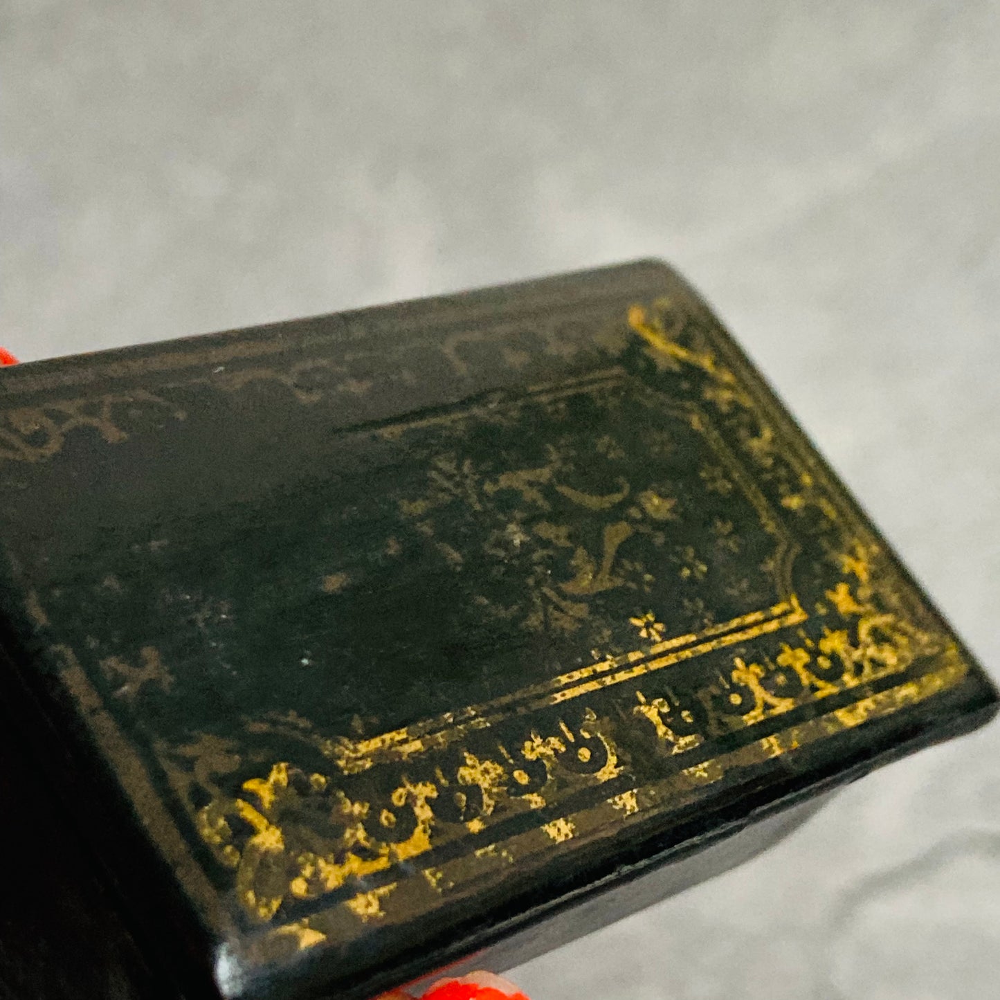 Antique Paper Mache Black Lacquer Snuff Box