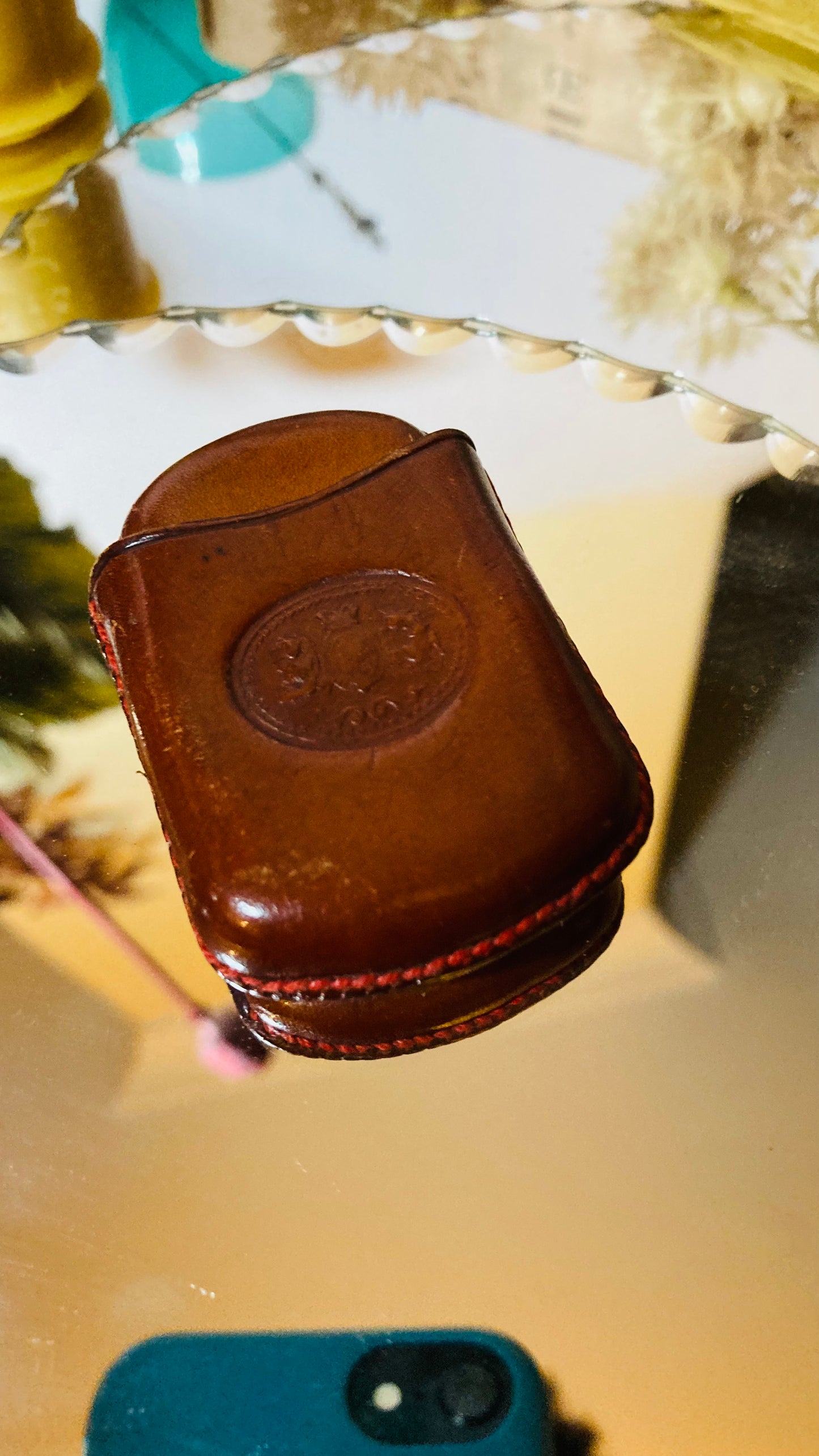 Antique Leather Coat of Arms Vesta Case