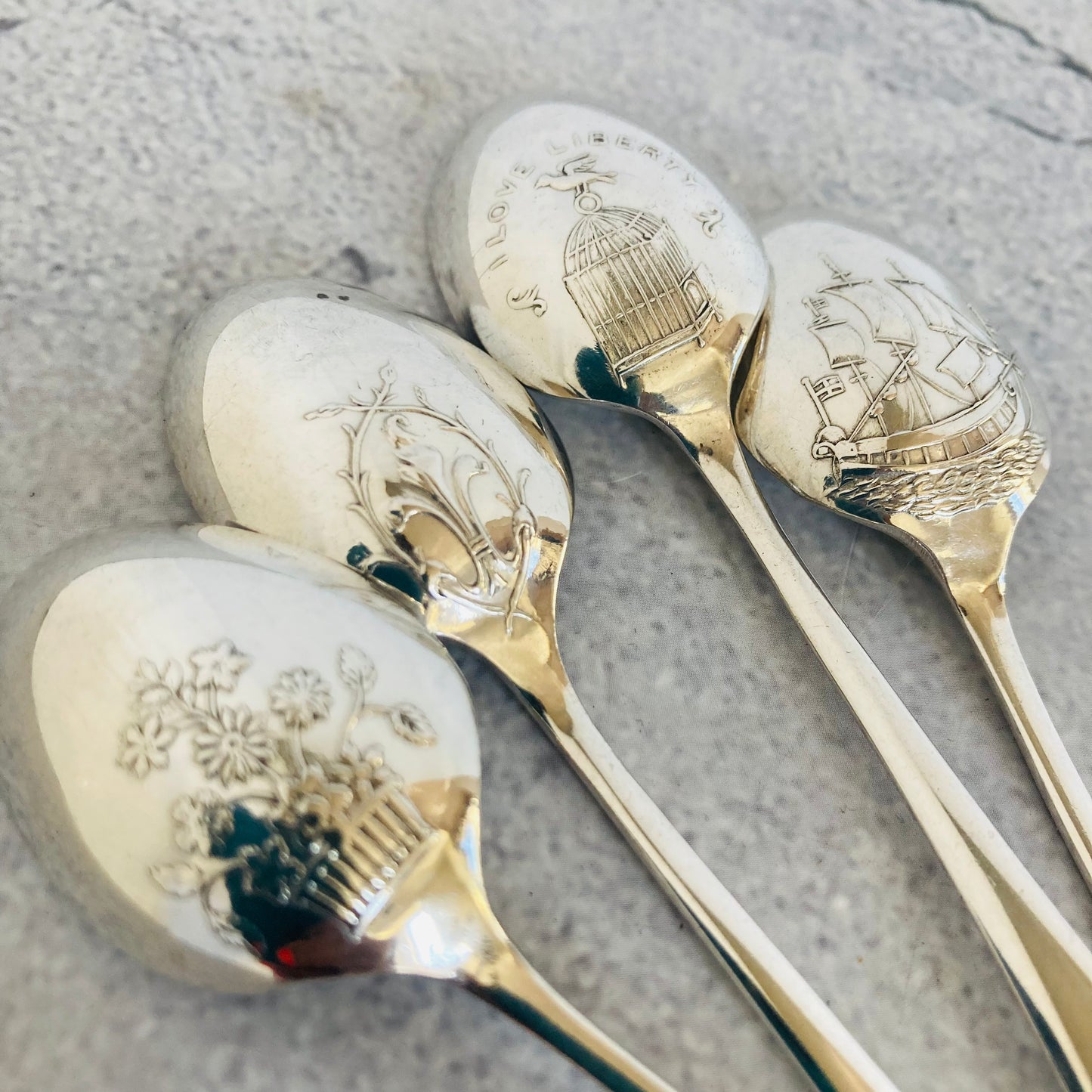 Vintage Sterling Silver I Love Liberty Spoons Sheffield 1965