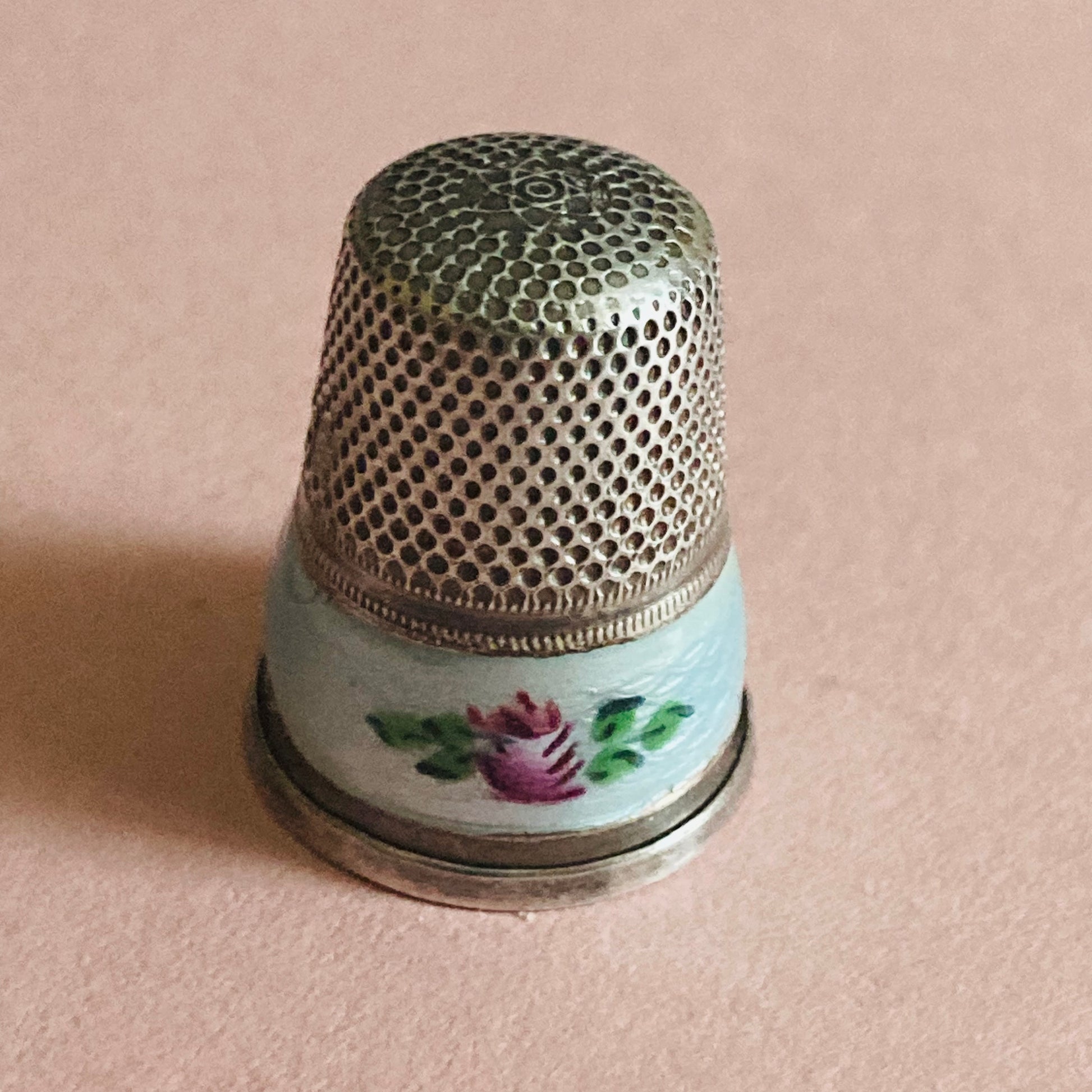 Sterling Silver and Enamel Sewing Thimble 
