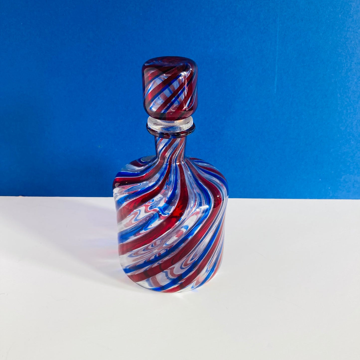 Mid Century Barovier e Toso Murano Glass Decanter in Candy Cane Spiral