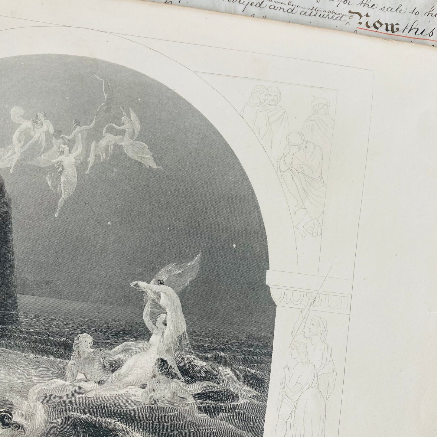 Antique Etching Plate Engraving of a Scene in Shakespeare’s Works