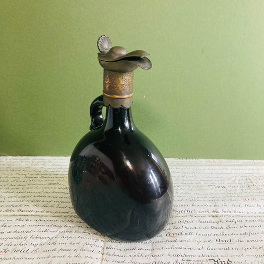 Antique Brown Glass Decanter Flagon