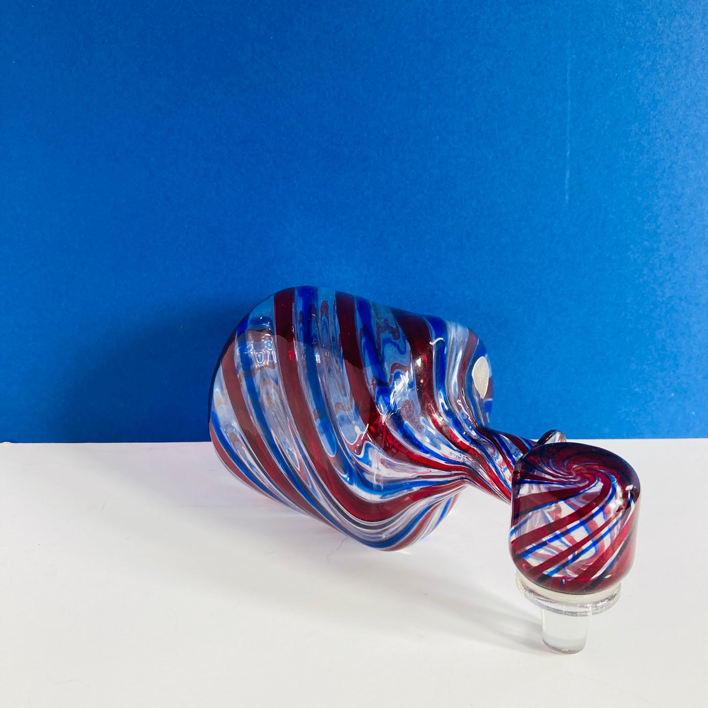 Mid Century Barovier e Toso Murano Glass Decanter in Candy Cane Spiral