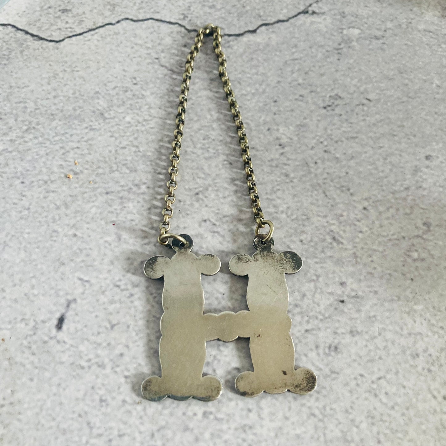 Antique Silver Decanter Bottle Label Letter H Tag