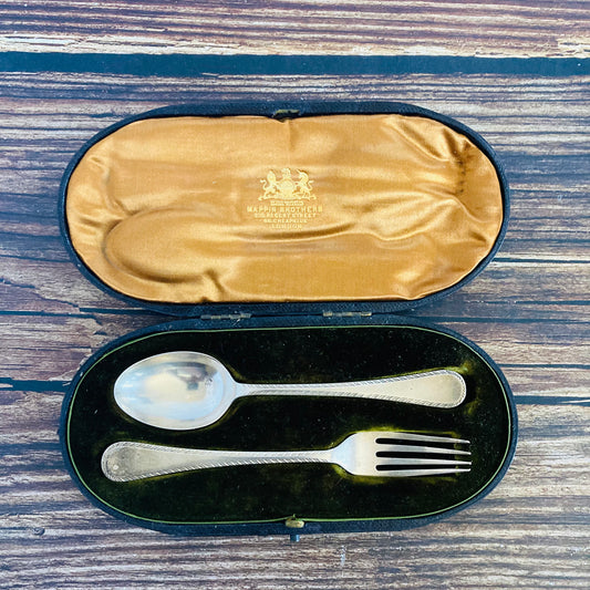 Vintage Silver Infant Spoon and Fork Cutlery Set | Christening Cutlery