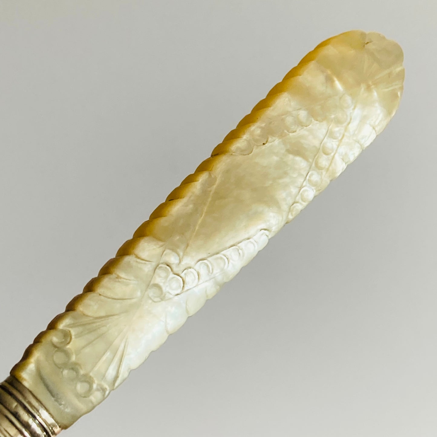 Antique Silver Butter Knife with Mother Of Pearl Handle