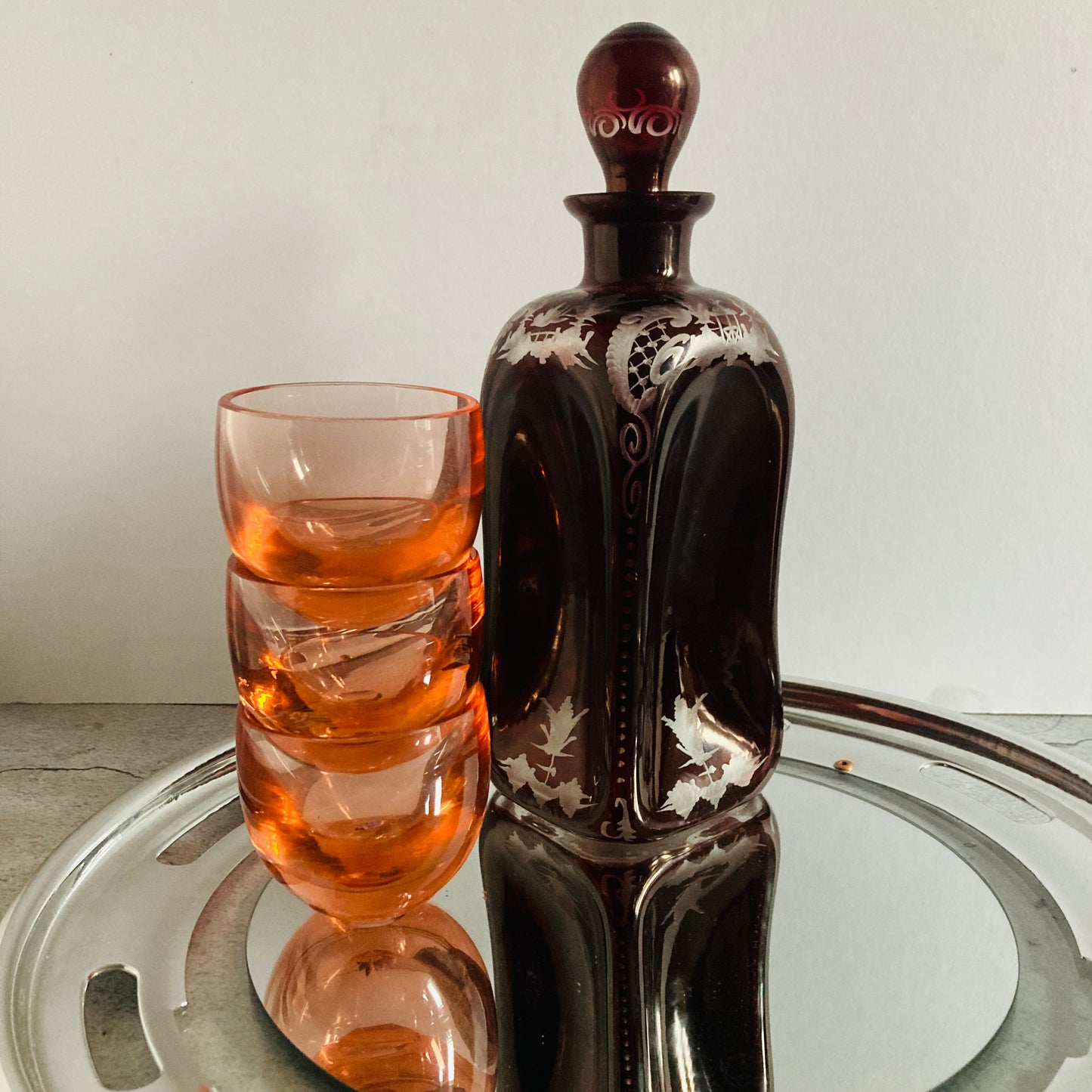 Small Vintage Drinking Glass | Neon Coral Shot Glasses