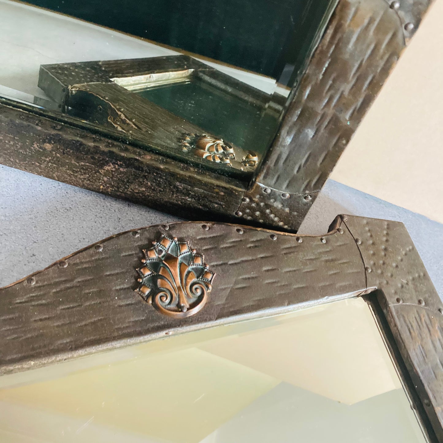 Arts & Crafts Antique Copper Mirror