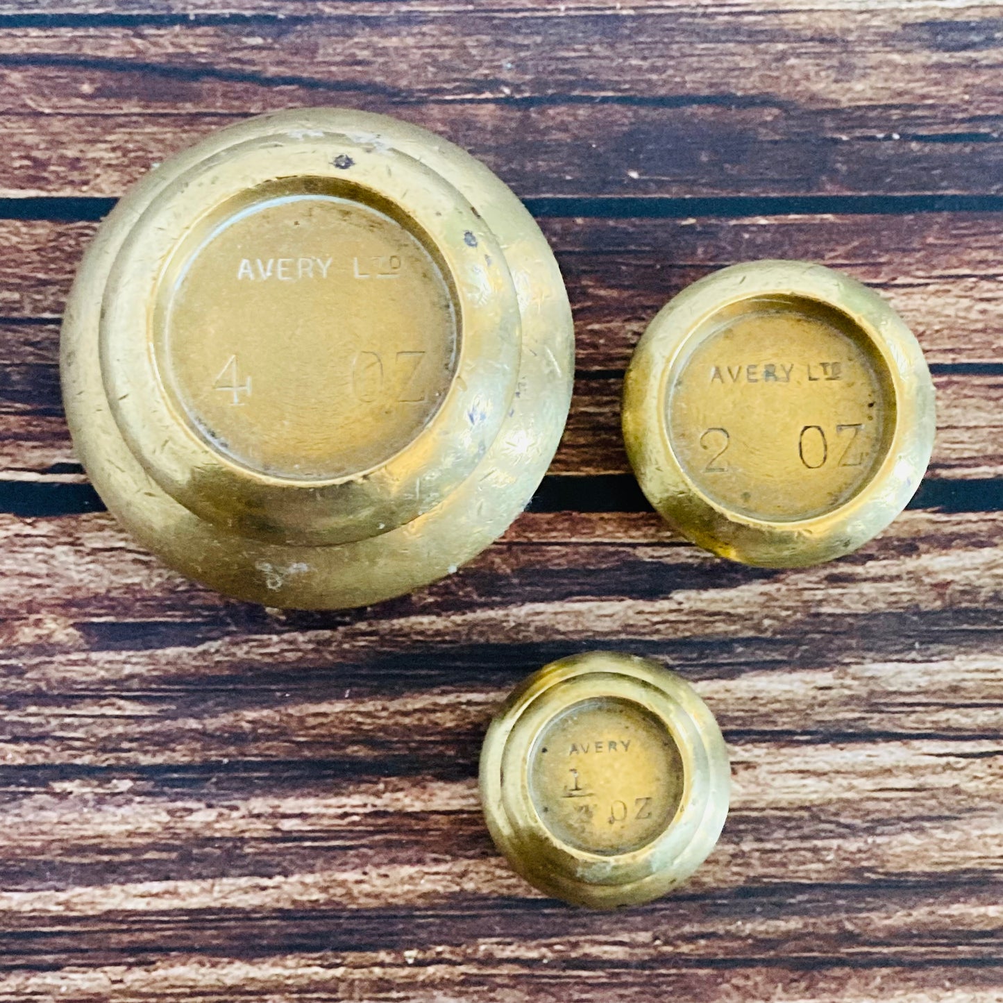 Vintage Brass Set of Round Edge Brass Weights