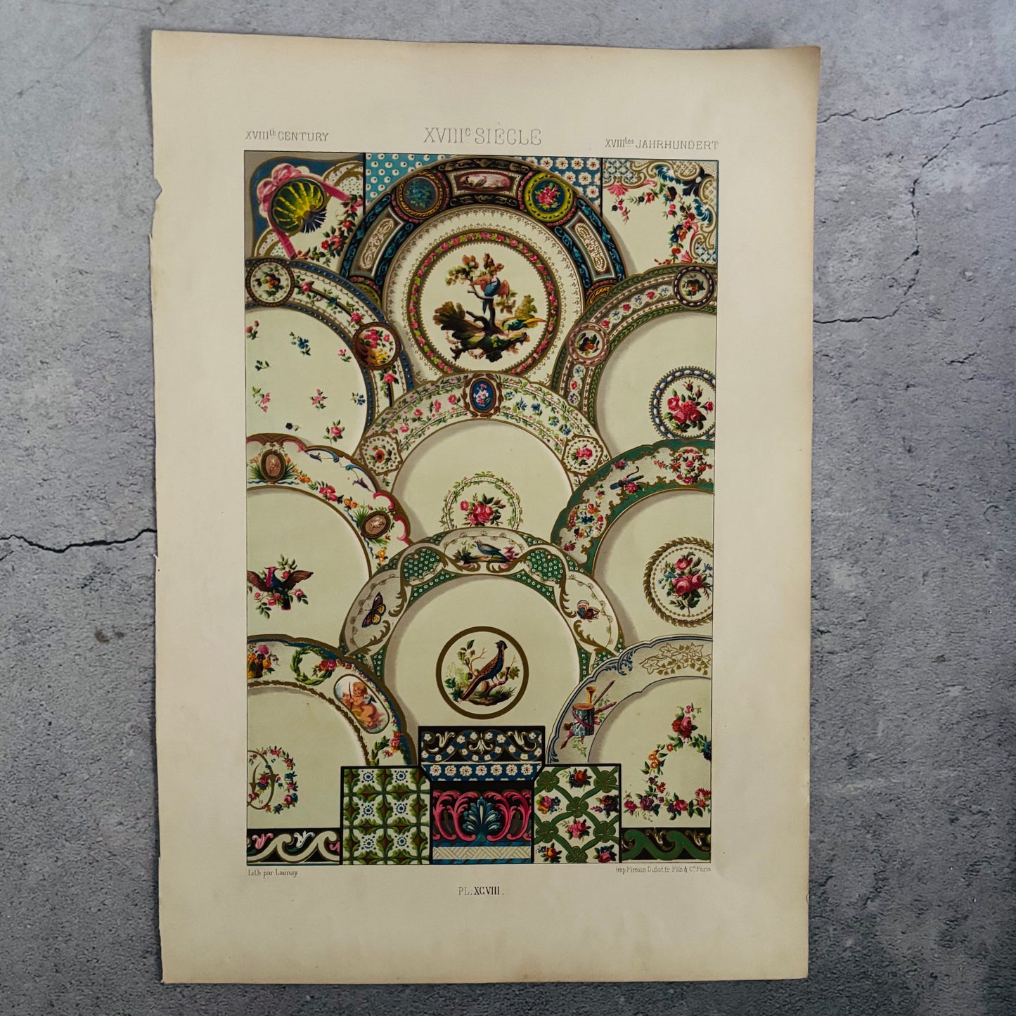 Original Antique French Polychrome Porcelain Design. Porcelain Designs by Albert Rachinet