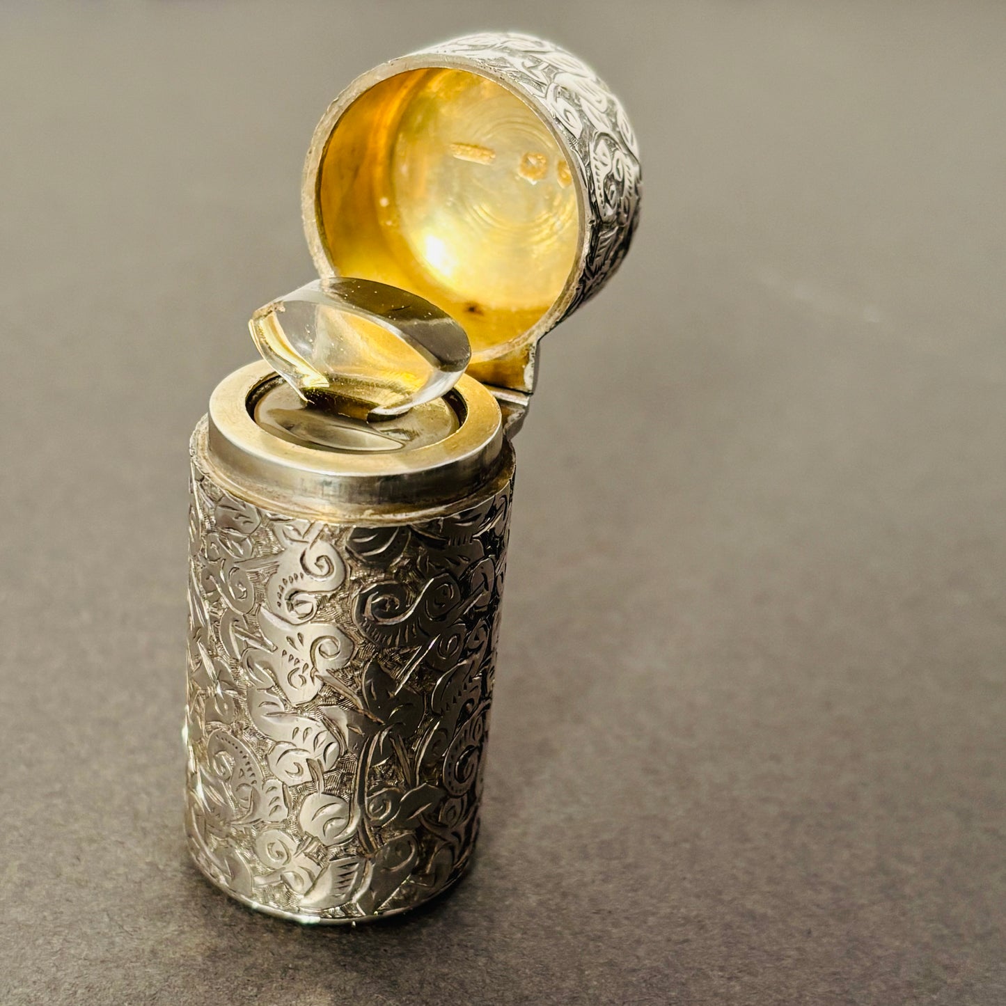 Antique Silver Engraved Scent Bottle Sampson Mordan