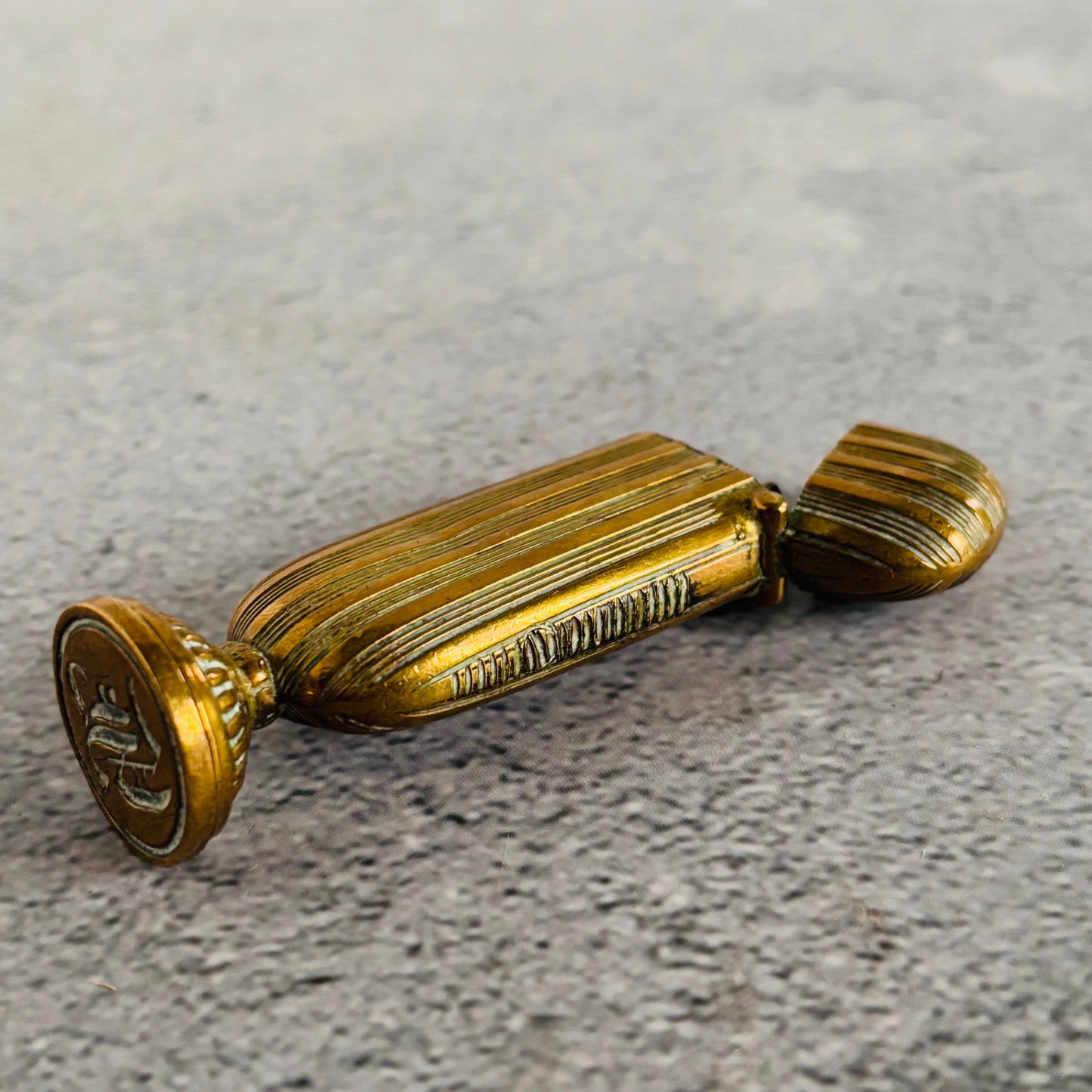 Edwardian Brass Vesta Case & Wax Stamp Seal
