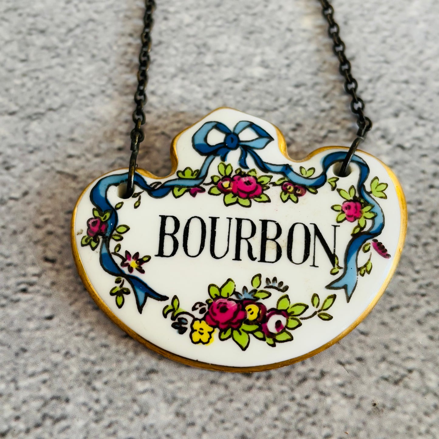 Antique Porcelain Decanter Bottle Label Bourbon Crown Staffordshire
