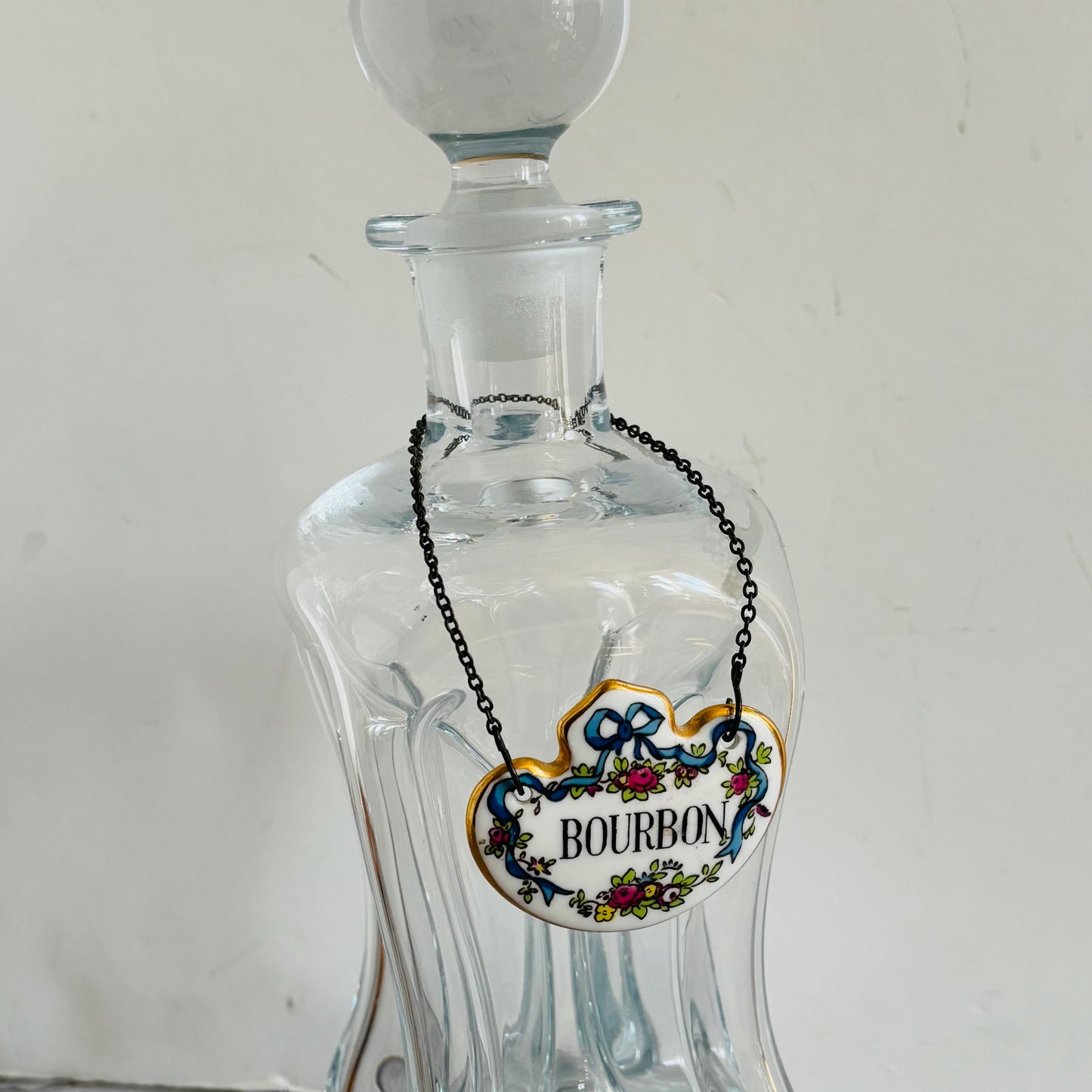 Antique Porcelain Decanter Bottle Label Bourbon Crown Staffordshire
