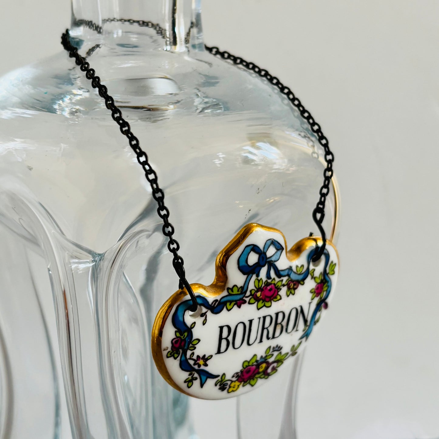 Antique Porcelain Decanter Bottle Label Bourbon Crown Staffordshire