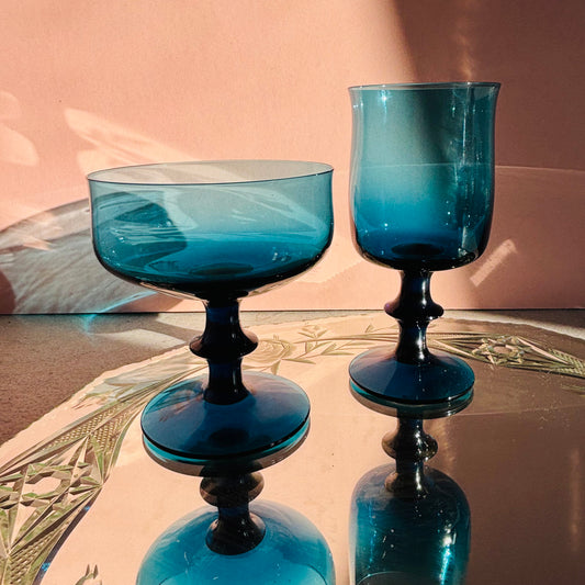 Vintage Midcentury Blue Drinking Glass by Bertil Vallien