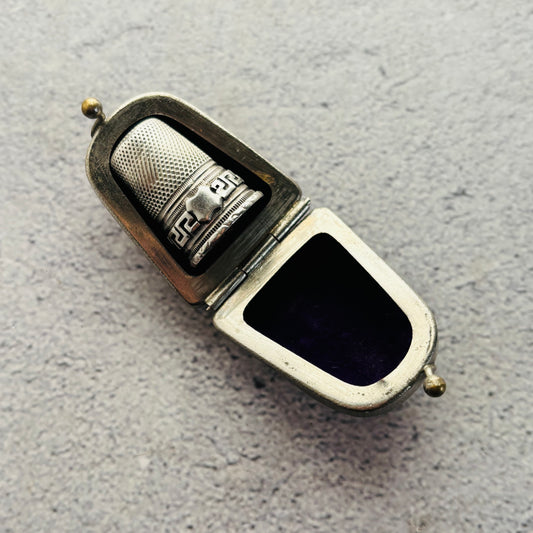 Sterling Silver Sewing Thimble In Leather Case