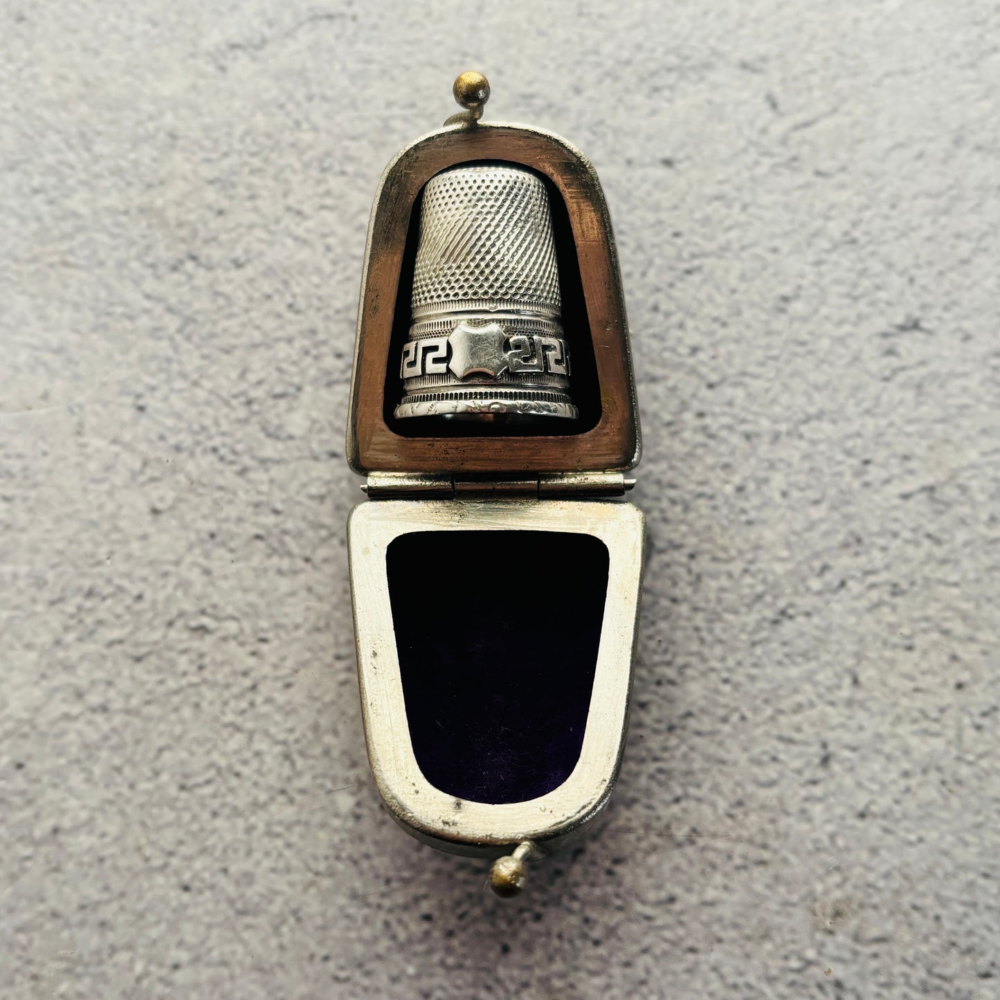 Sterling Silver Sewing Thimble In Leather Case