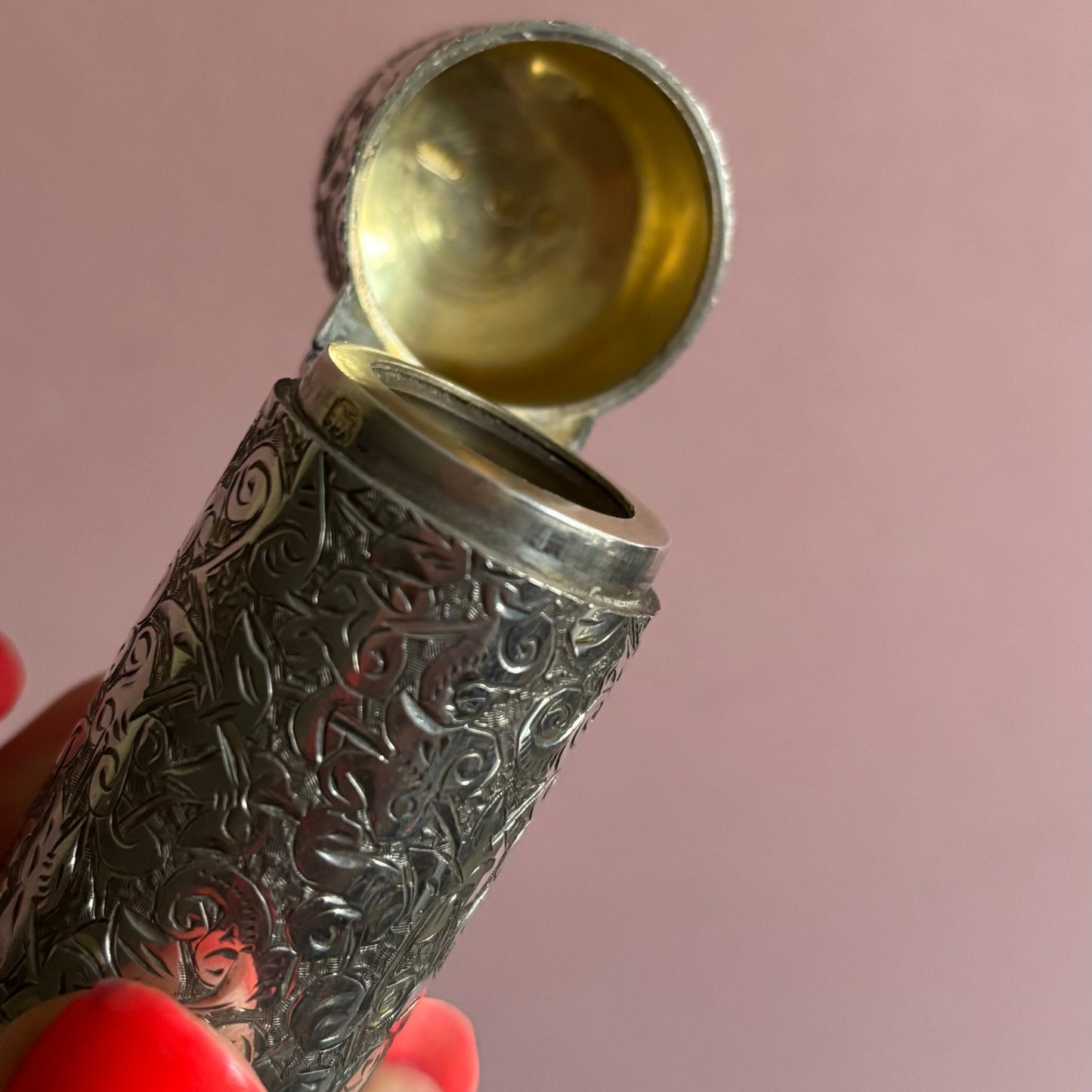 Antique Silver Engraved Scent Bottle Sampson Mordan
