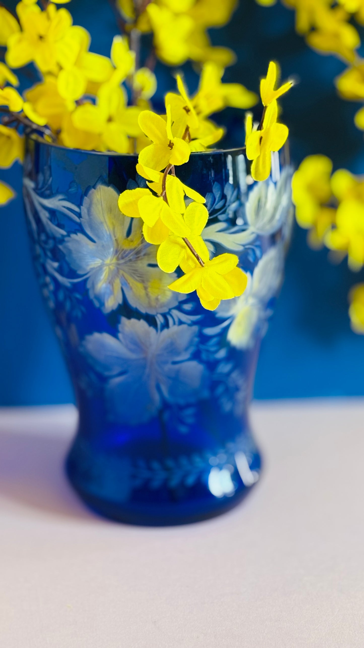 The Stripper Jenkins - Vintage Blue Cut Glass Vase