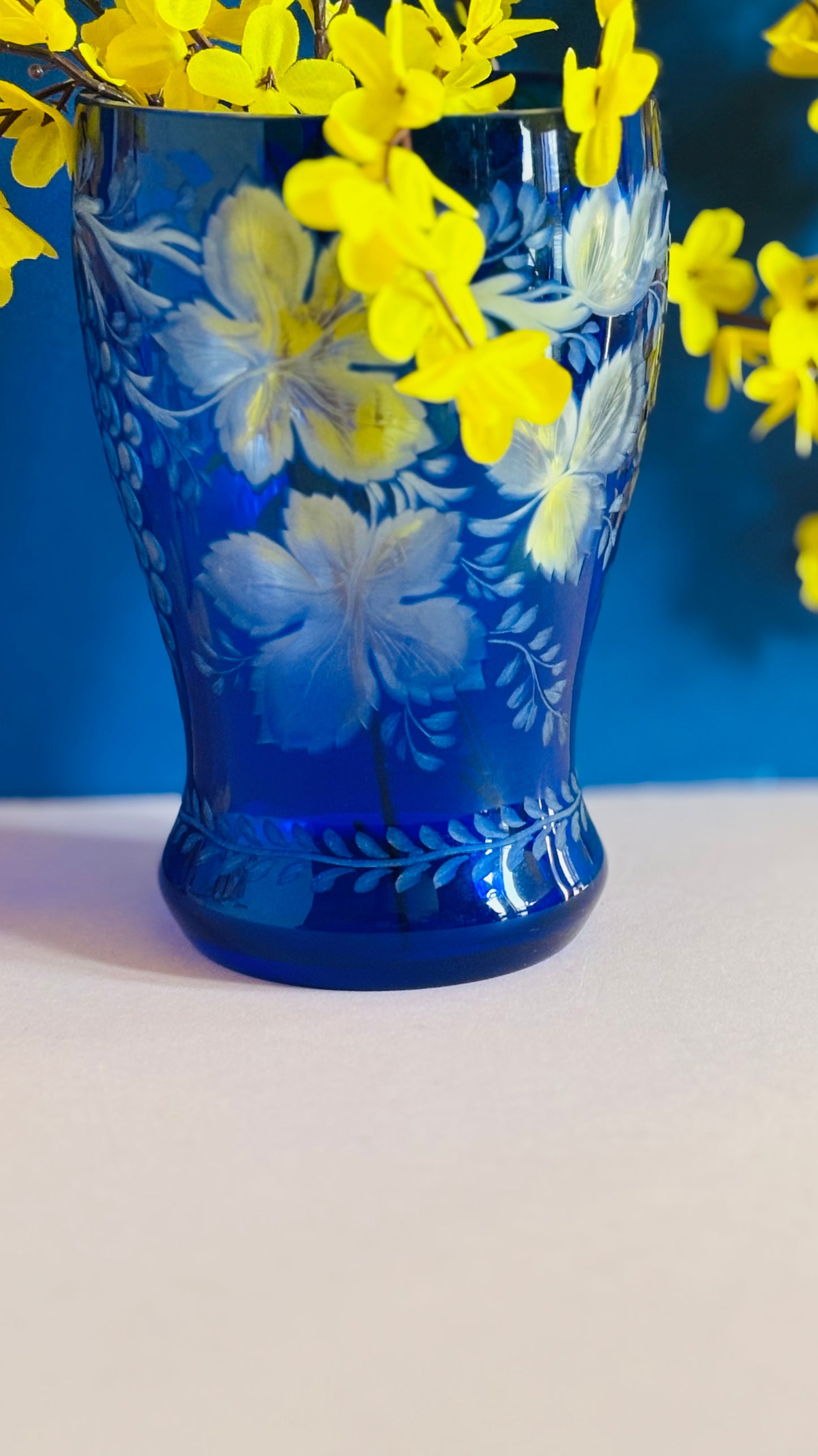 The Stripper Jenkins - Vintage Blue Cut Glass Vase