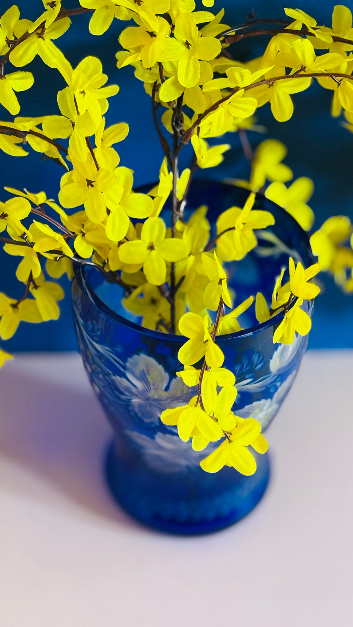 The Stripper Jenkins - Vintage Blue Cut Glass Vase