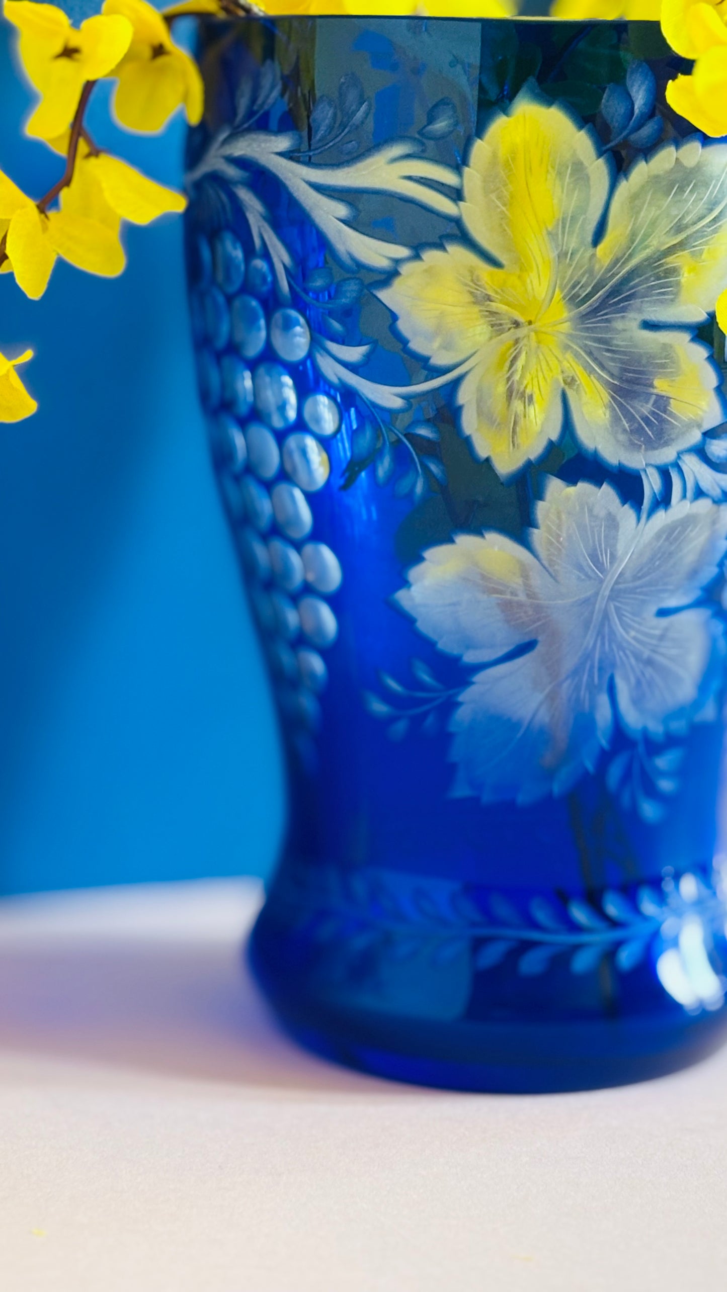 The Stripper Jenkins - Vintage Blue Cut Glass Vase
