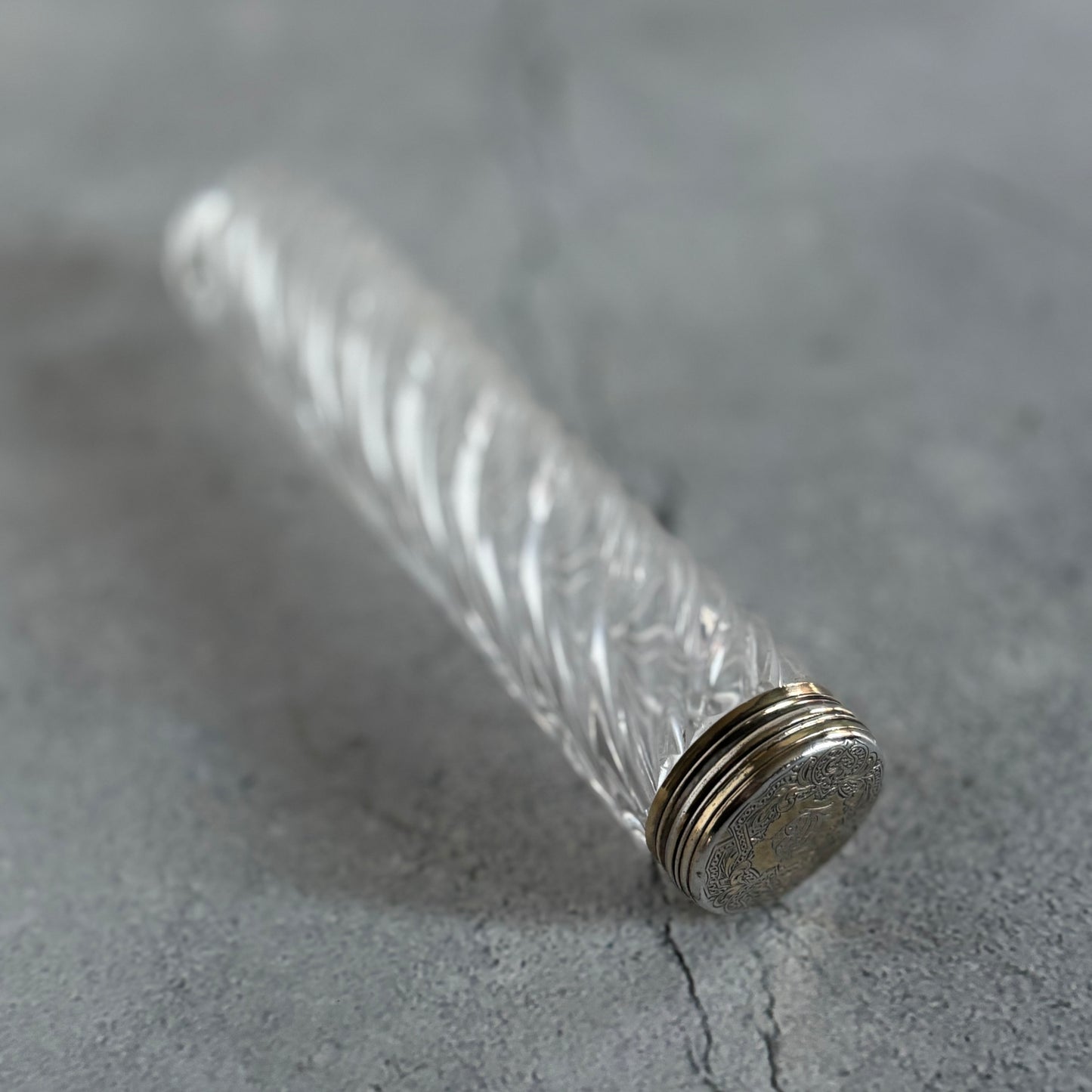 Antique Glass and Silver Vanity Jar | Silver Top Bottle | The Urban Vintage Affair