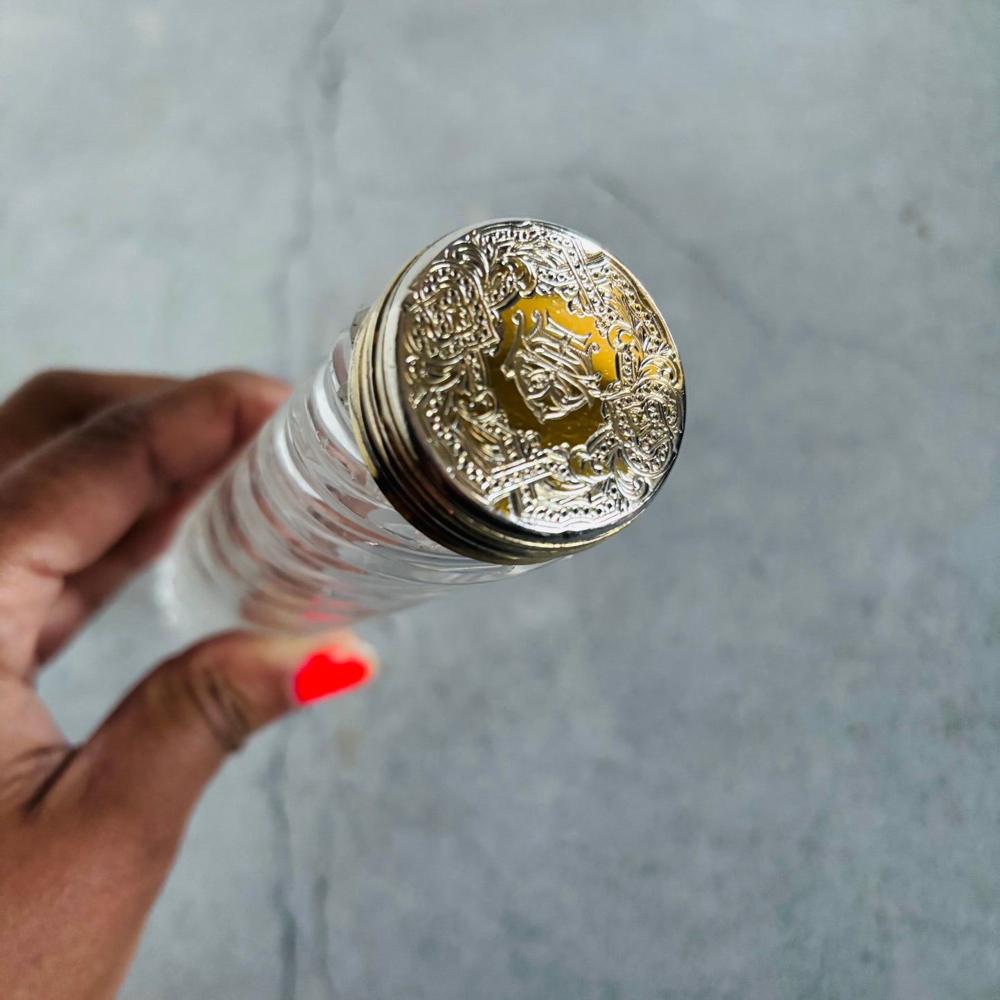 Antique Glass and Silver Vanity Jar | Silver Top Bottle | The Urban Vintage Affair