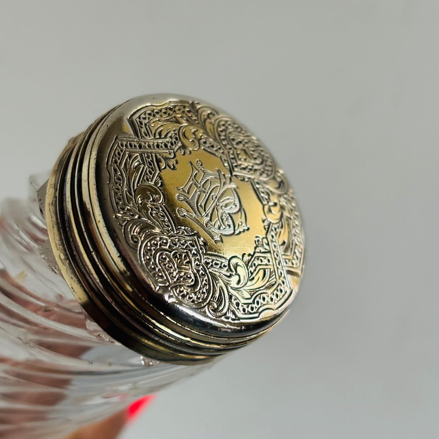 Antique Glass and Silver Vanity Jar | Silver Top Bottle | The Urban Vintage Affair