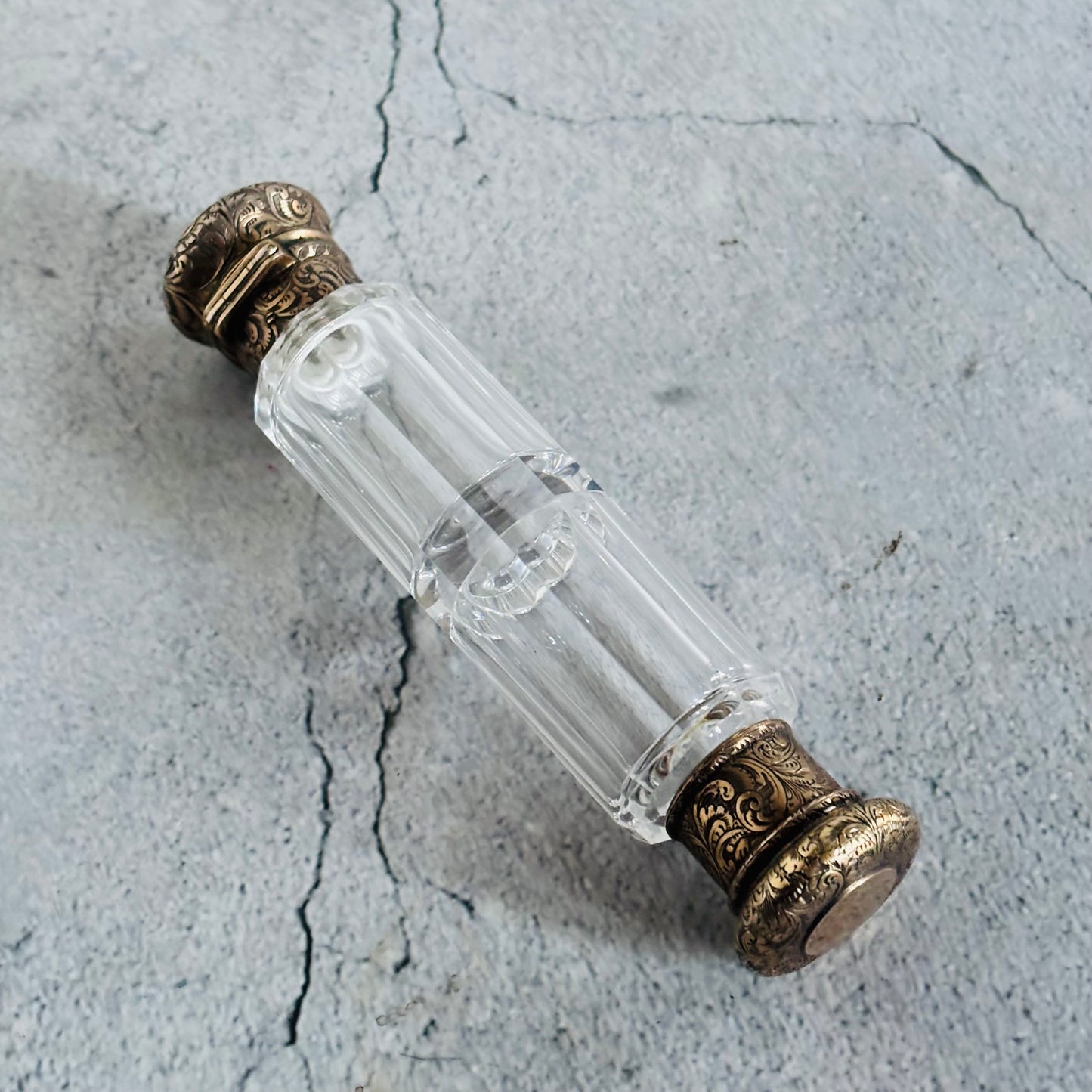 Unusual Antique Silver Gilt Double Ended Scent & Vinaigrette Bottle