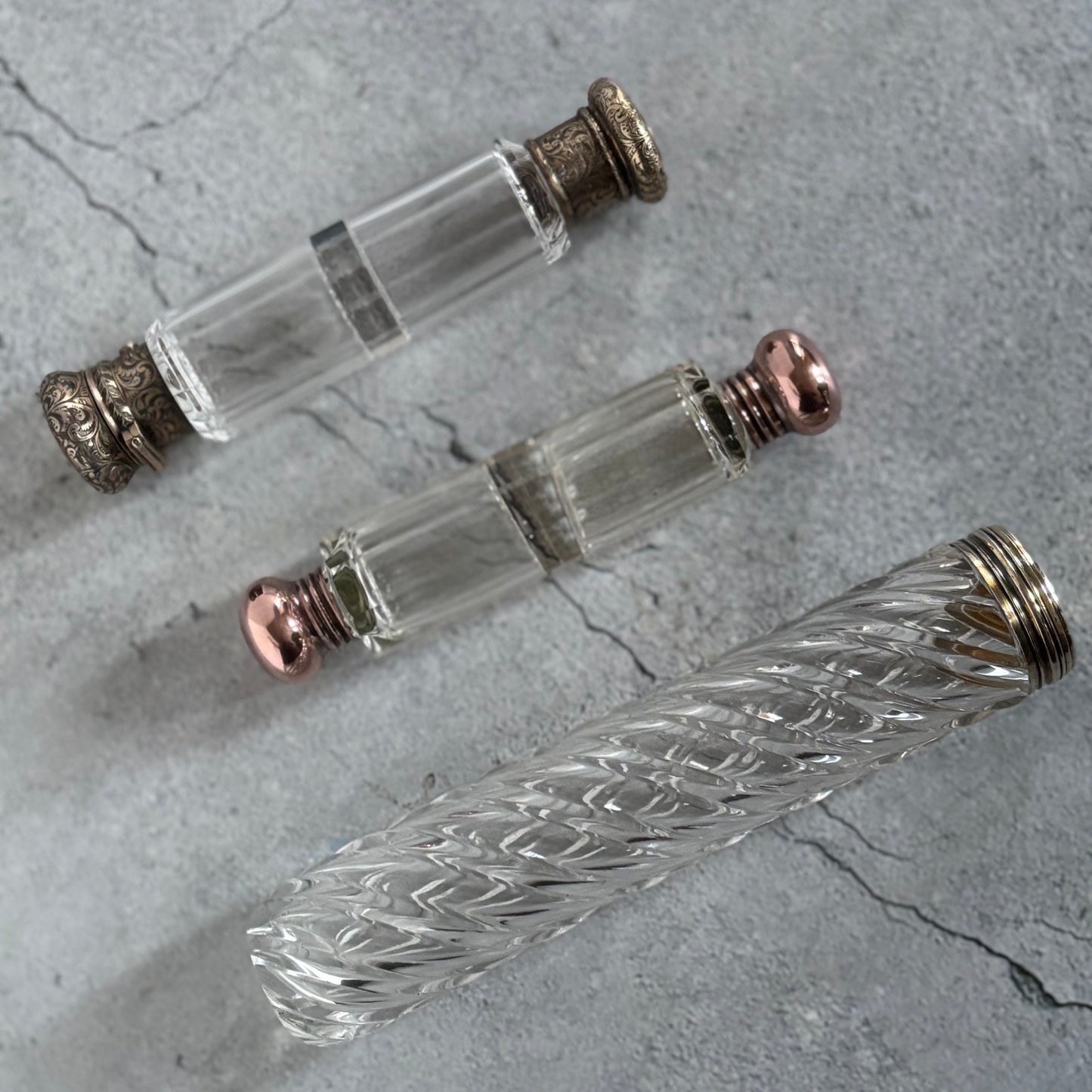 Antique Glass and Silver Vanity Jar | Silver Top Bottle | The Urban Vintage Affair