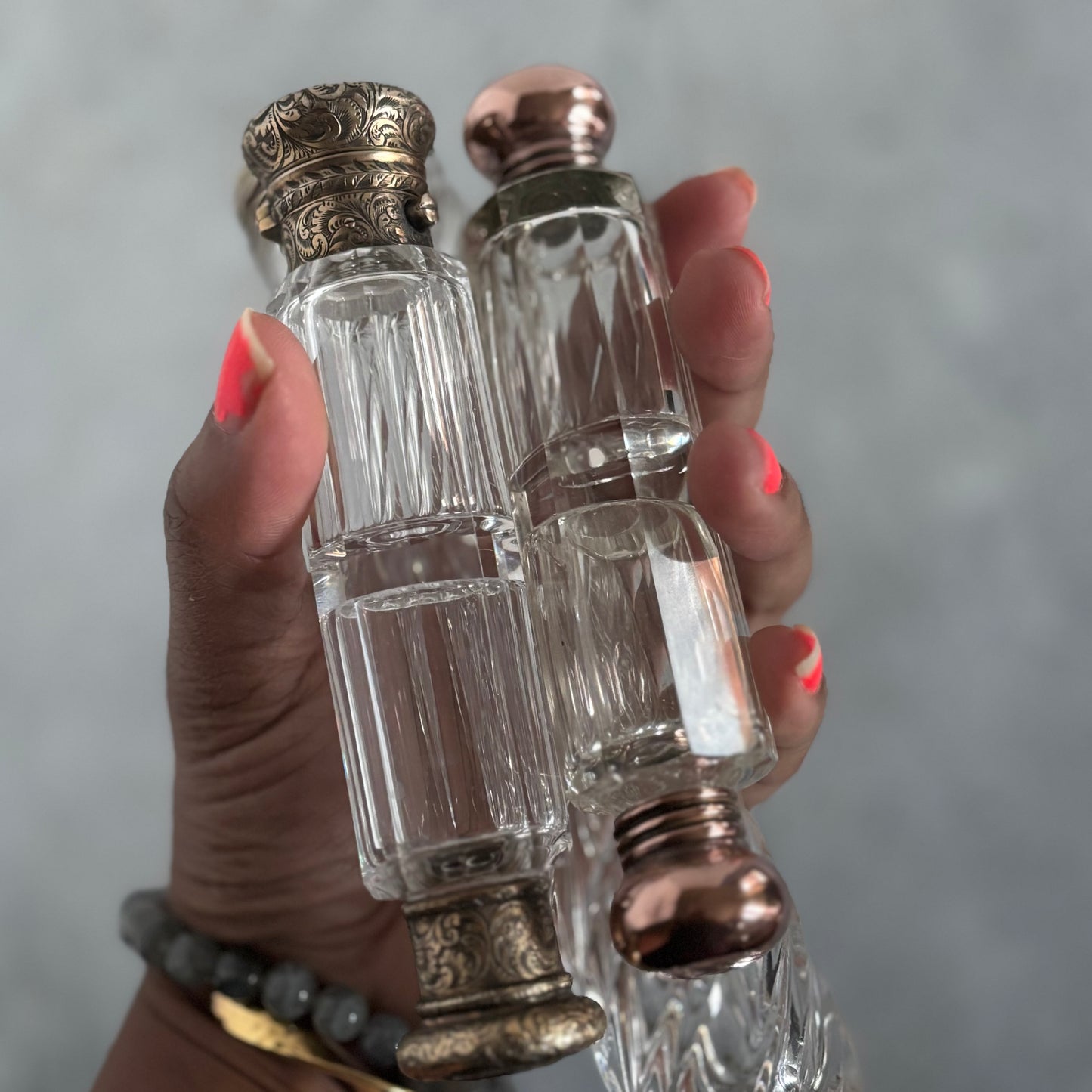 Unusual Antique Silver Gilt Double Ended Scent & Vinaigrette Bottle