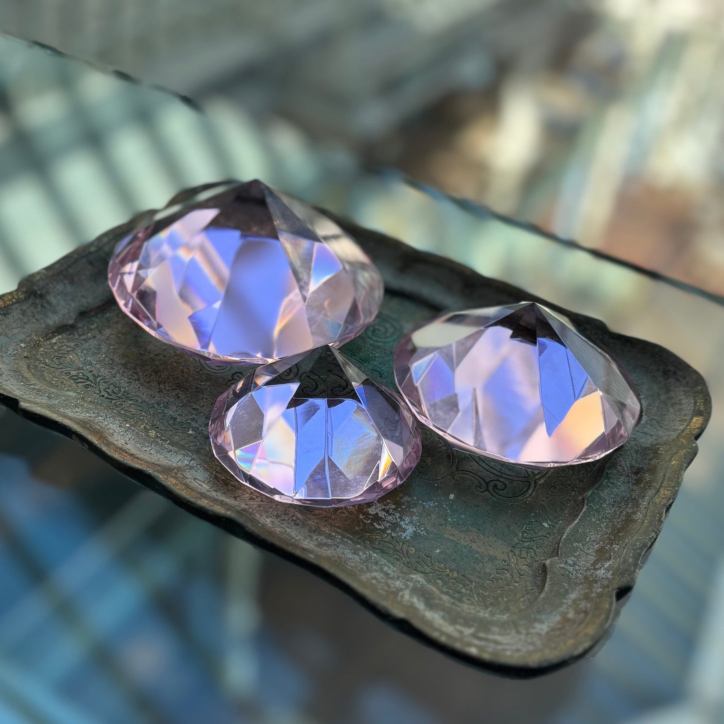 Vintage Pink Crystal Glass Paperweight |The Urban Vintage Affair