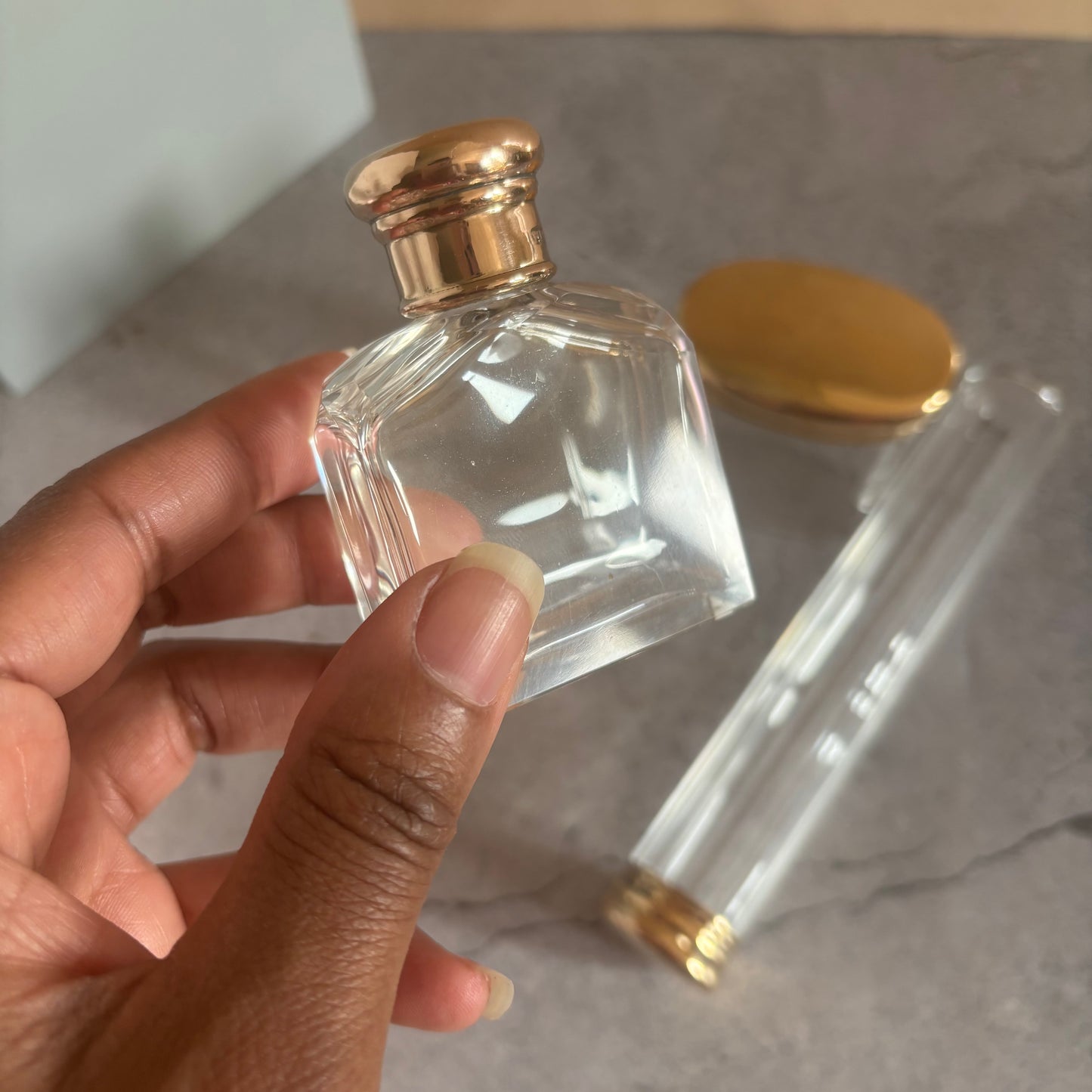 Antique Vanity Glass Jars. Sterling Silver Gilt Lids | The Urban Vintage Affair