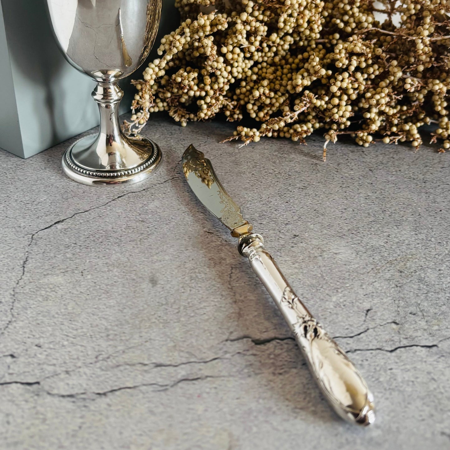 French Antique Silver Butter Knife | Art Nouveau | The Urban Vintage Affair