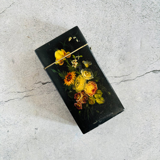 Antique Lacquer Hand Painted Paper Mache Box