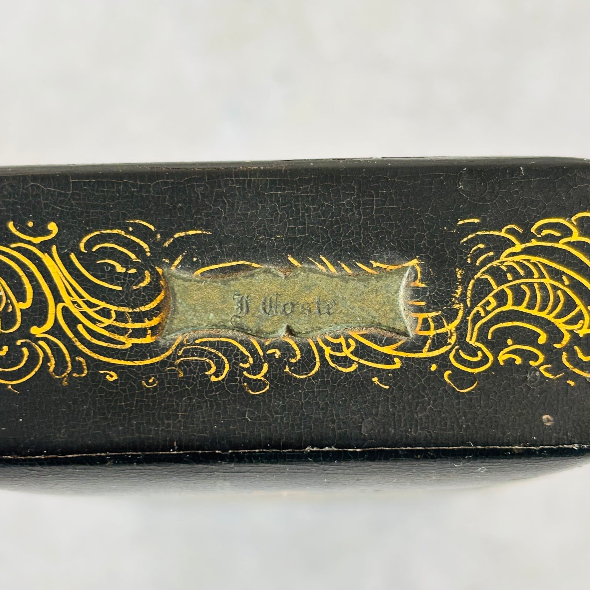 Antique Lacquer Hand Painted Paper Mache Box