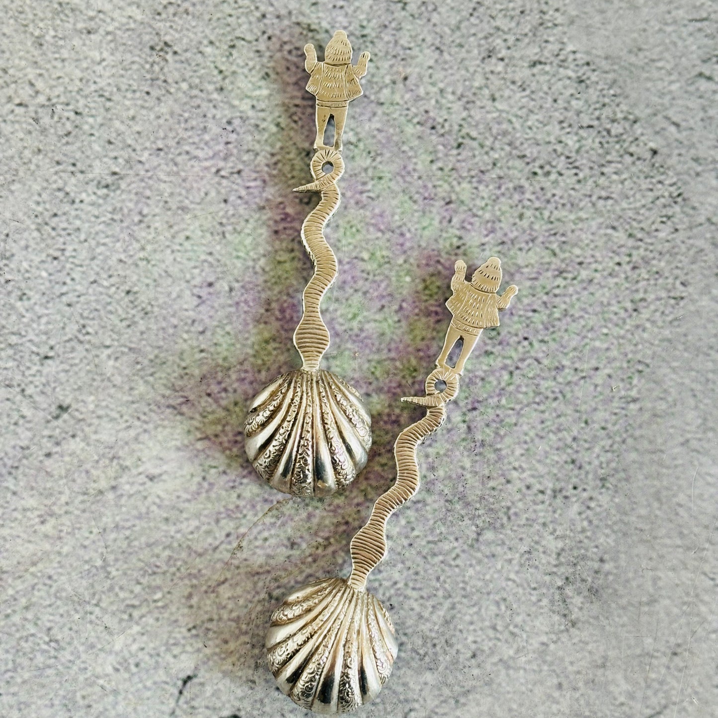 Antique Silver Snake Salt Spoons Stunning and Tiny