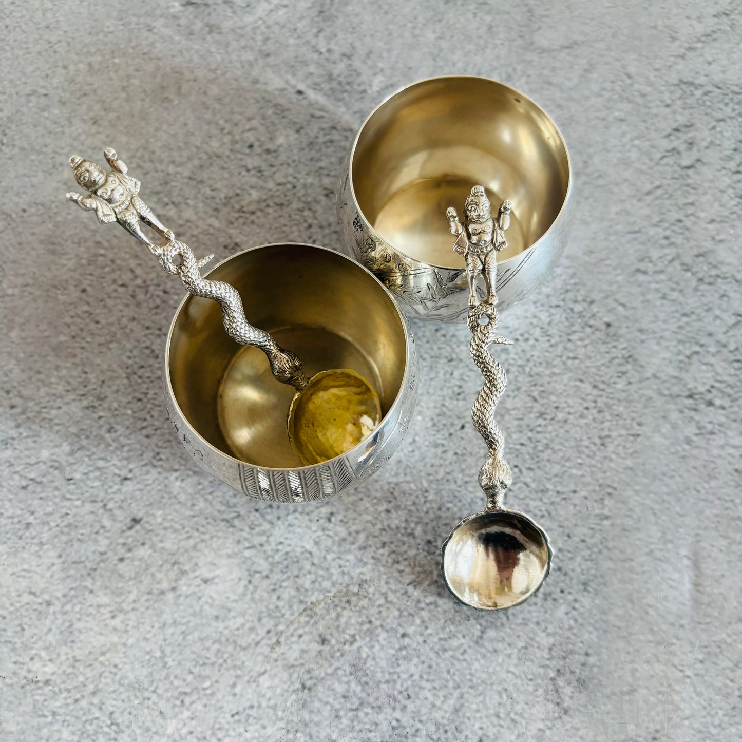 Antique Silver Snake Salt Spoons Stunning and Tiny