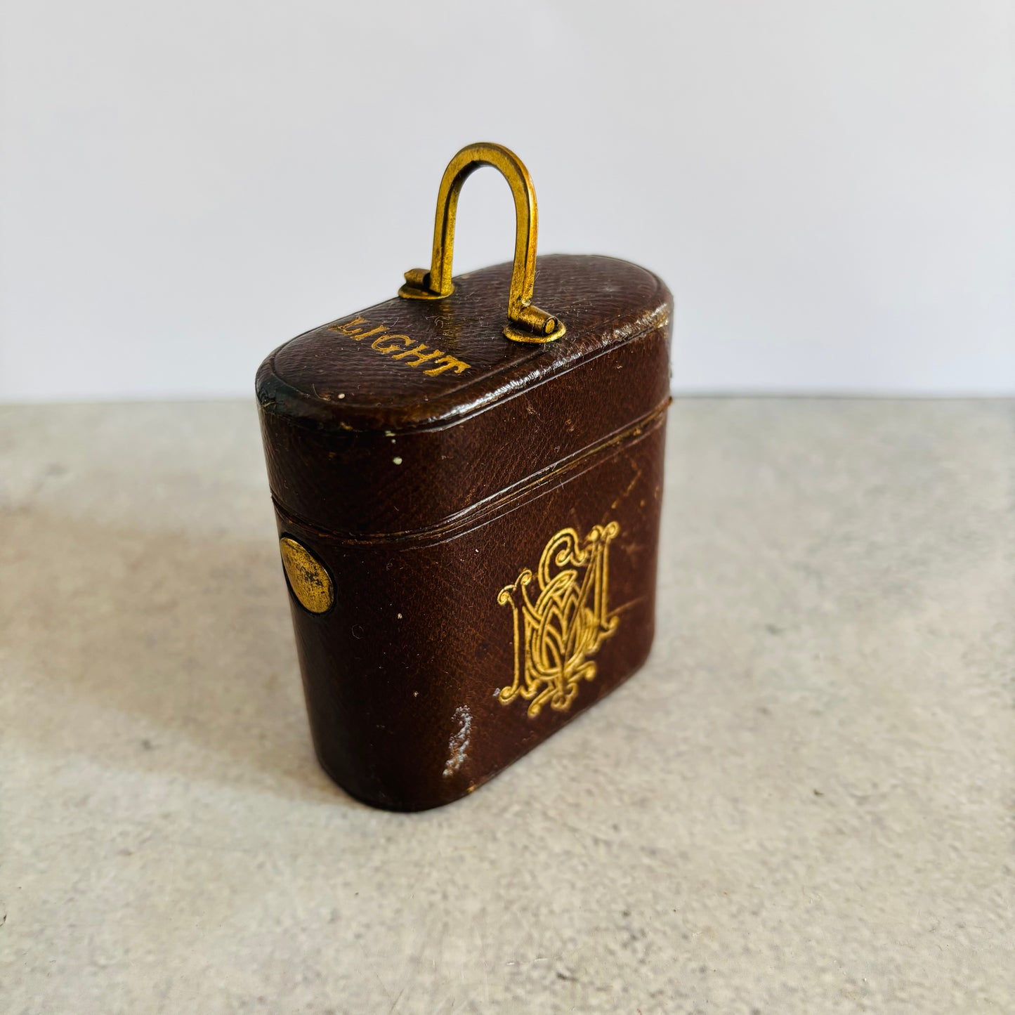 Antique Leather Bound Travel Vesta Match Striker
