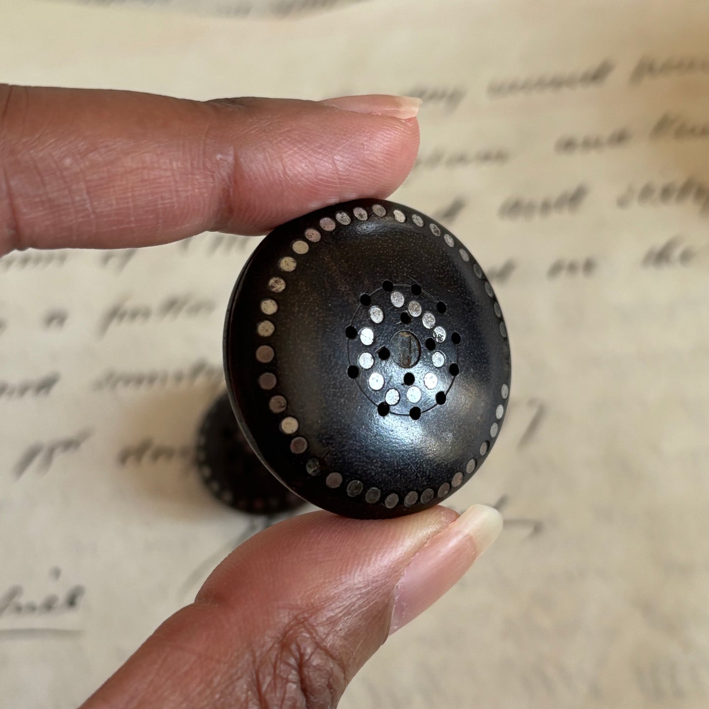 Antique Round Treen Vinaigrette Case | The Urban Vintage Affair