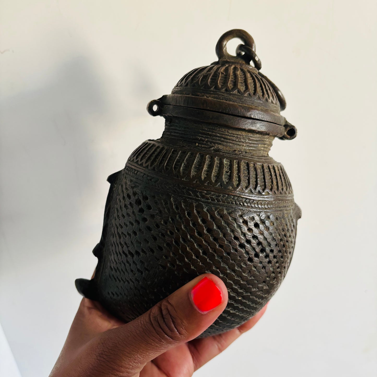 Antique Indian Bronze Sculpture Container | The Urban Vintage Affair