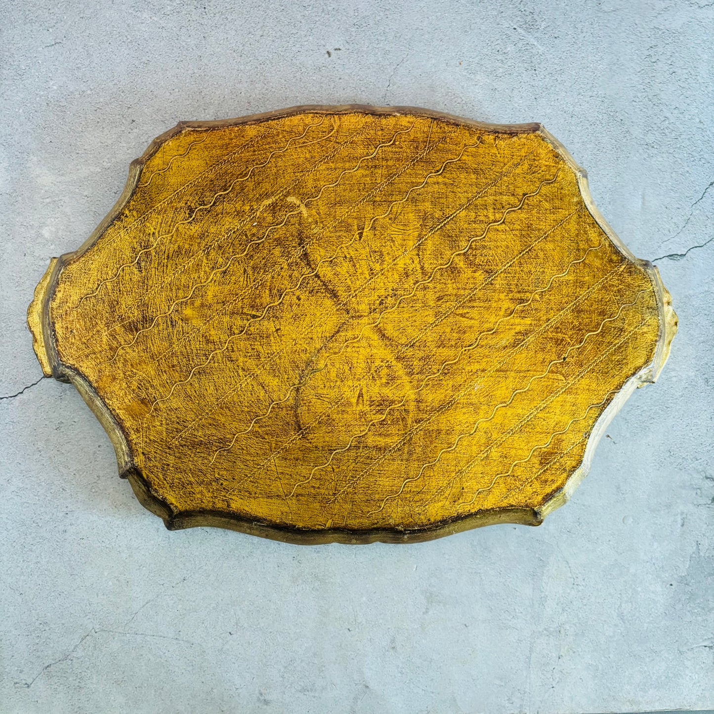 Back View Vintage Florentine Paper Mache Tray