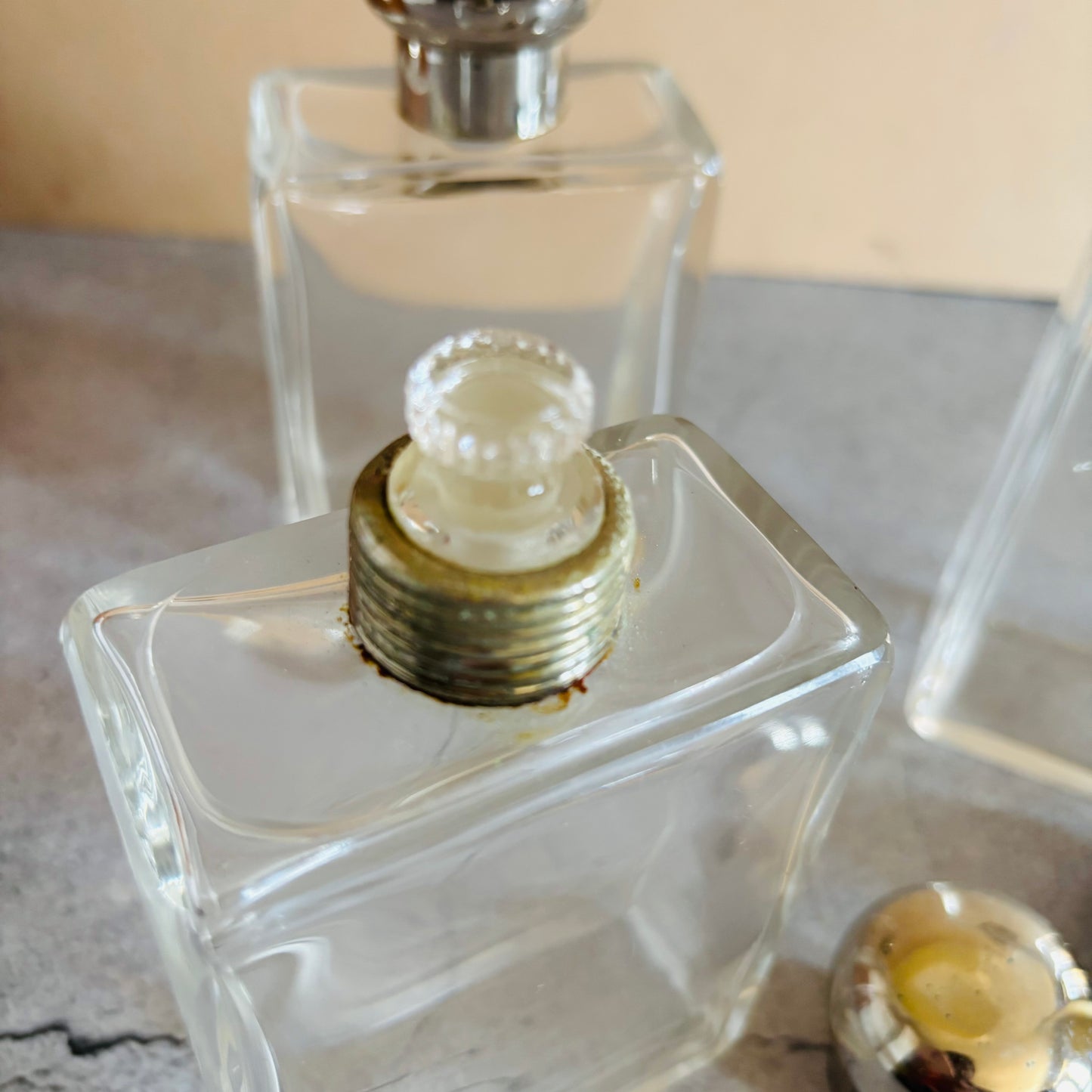 Antique Travel Set of Italian Glass Scent Bottles