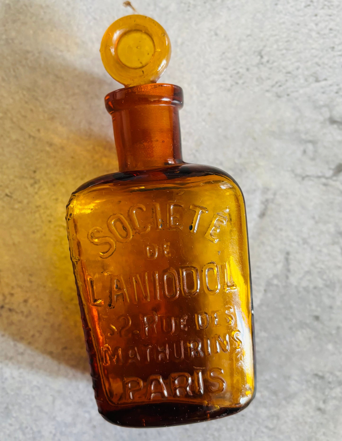 Vintage Amber Apothecary Bottle | French Vintage Collectors Bottle